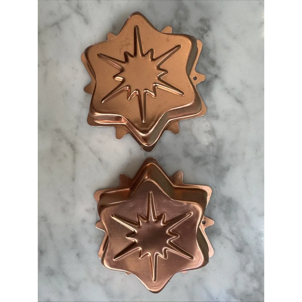 Copper Star Shaped Antique Jello Molds 2pc Set Rare Wall Hangings